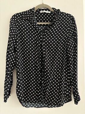 Zara Black & White Polka Dot Button-Down Shirt